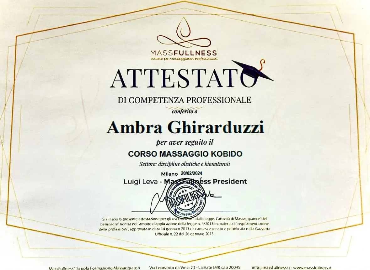 certificato di ambra ghirarduzzi