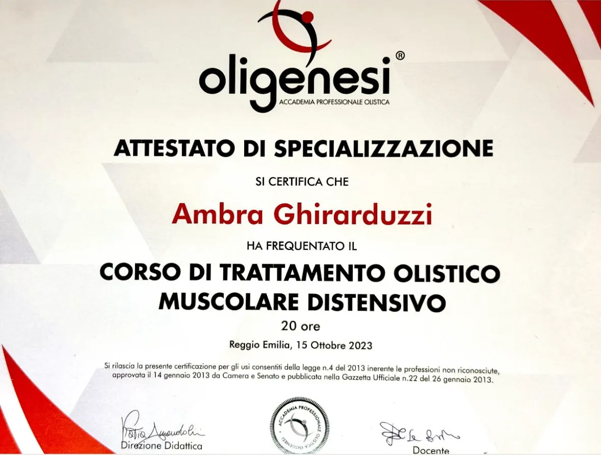 certificato di ambra ghirarduzzi