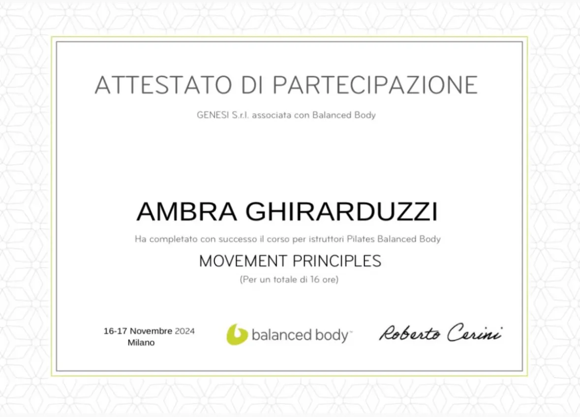 certificato di ambra ghirarduzzi