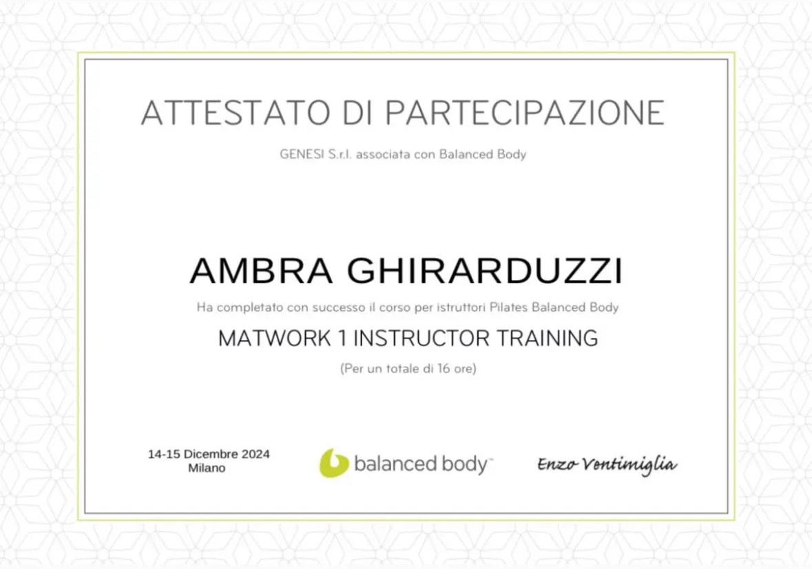 certificato di ambra ghirarduzzi